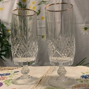 Antique cross hatch starburst crystal water glass